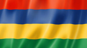 Mauritius flag, three dimensional render, satin texture